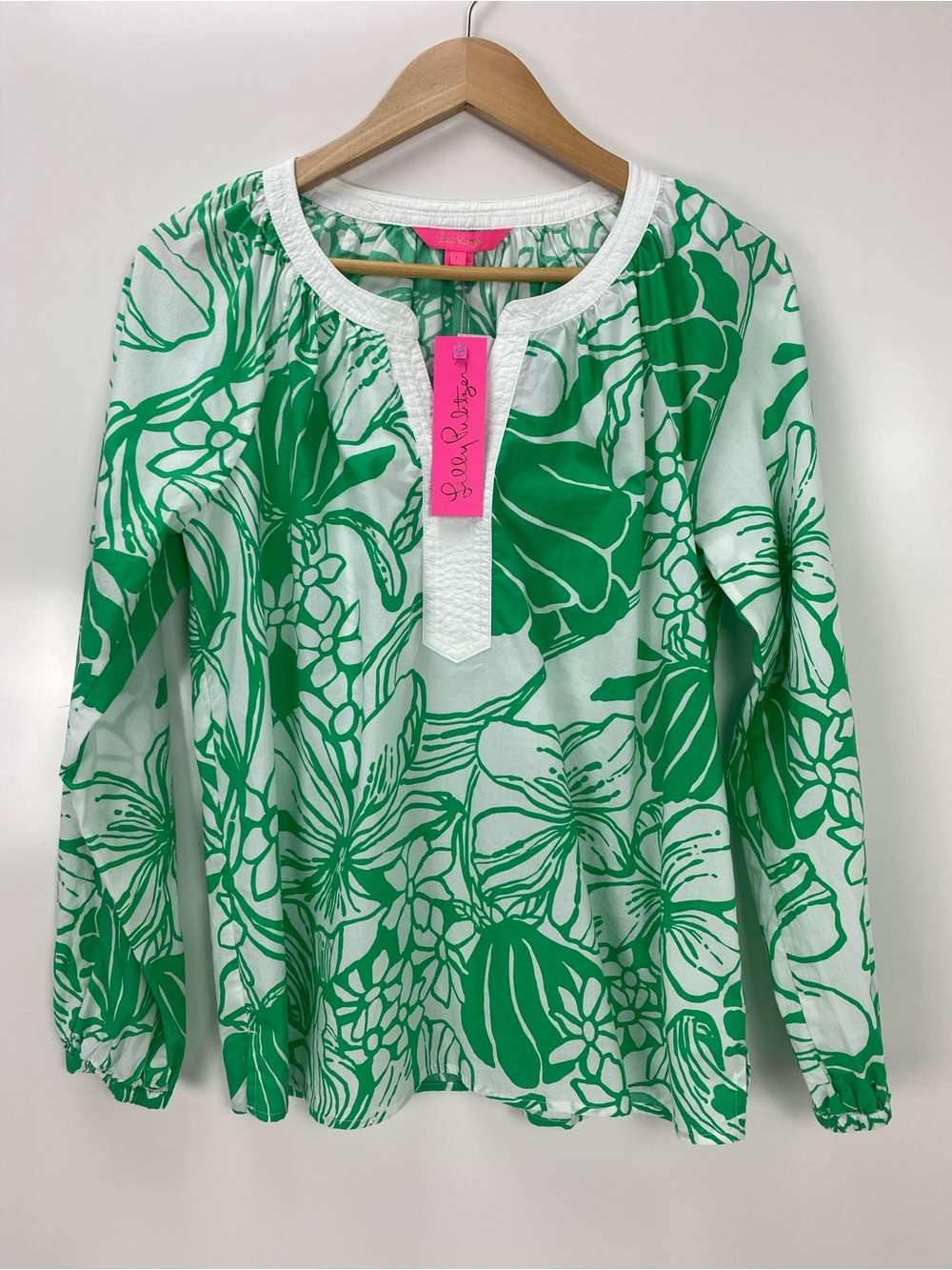 Lilly Pulitzer Green and White Leaf Print Tunic